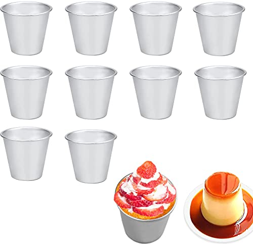 10 Pieces Pudding Moulds Nonstick Aluminum Cupcake Cups Baking Muffin Egg Tarts Mold for Jelly Dariole Madeleine Kitchen DIY Cooking Bakeware
