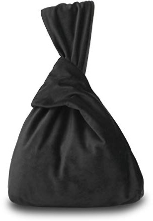 XMRSOY Black Clutch Purses for Women，Velvet Knot Evening Bag Wristlet Purse for Wedding Prom (Black)