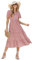 HEYPORK Damen Frühling Sommer Rock Bequem Lässig Kleider Mode Elegant Röcke Frauen V-Ausschnitt Ruffle Ärmel Bedrucktes Kleid(Rot, M)