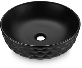 RD Luxury® Design Aufsatzwaschbecken Rundes Waschbecken Kleines Waschbecken Aufsatzwaschbecken für das Badezimmer Handwaschbecken Schwarz Matt
