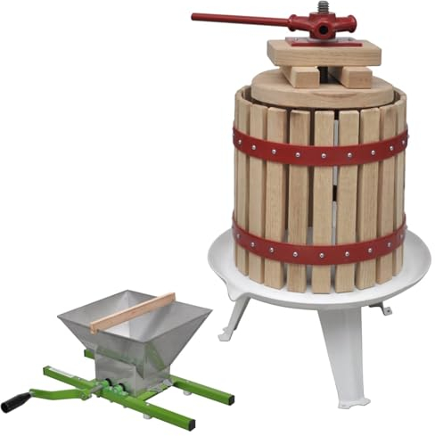 ZEYUAN 2-TLG. Obst- & Weinpresse und Mühle-Set, Saftpresse, Obstpresse, Obstmühle, Apfelpresse, Hydropresse, Obsthäcksler - 277149
