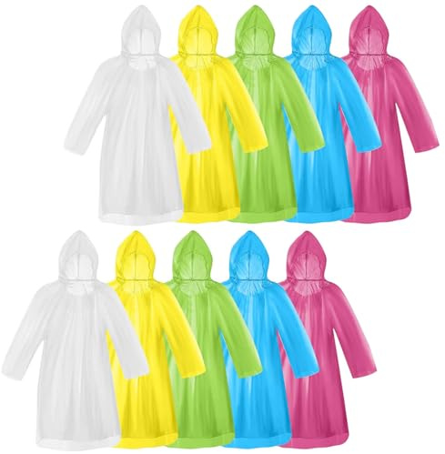MenYiYDS 10 Pcs Hotte rainée avec une capuche, matériau épais, imperméable jetable étanche, adapté aux festivals, concerts, randonnée, vélos de circulation, extérieur, transparent