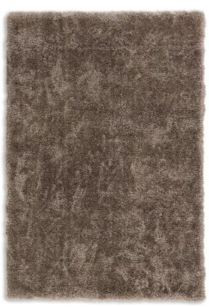 Carpido Hochwertiger Teppich für Wohnzimmer, Schlafzimmer - Hochflor Hellbraun Meliert - Flachgewebe, Einzigartig Flauschig - 67x130 cm
