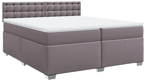 vidaXL Cama Box Spring con colchón Cuero sintético Gris 200x200 cm, boxspring, Camas con somier, Muebles de Dormitorio, Cama con somier, Cama