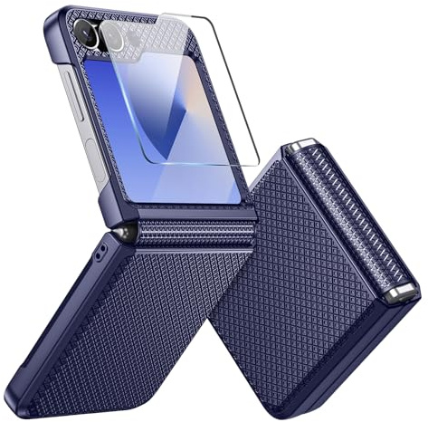 Focusor Coque pour Samsung Galaxy Z Flip 5/Z Flip 6 avec Charnière,Bleu