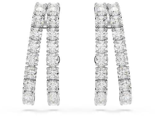 Swarovski Matrix Orecchini Ear Cuff, Gioielli con Zirconia Trasparente Swarovski, Pietre Scintillanti a Taglio Round, Placcatura in Tonalità Rodio, 2,3 x 0,8 cm, peso (singolo orecchino) 2,42 g