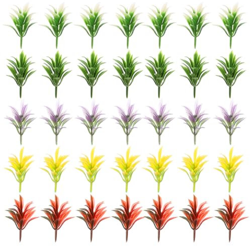 TEHAUX 50pièces Touffes De Gazon Miniature pour Modèles De Chemins Féériques Végétation Artificielle pour Décor Scénique
