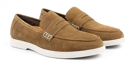 Silver Street London San Nicola Premium Suede Loafers for Men Extra Padded Breathable Mens Casual Shoes Comfortable Moccasins Slip On Flats, Tan, UK 7