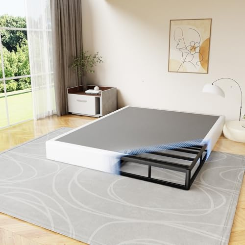 D&H FURNIMMT Queen Size Box Spring 7 Inch, Heavy Duty Metal Box Spring Bed Base with Fabric Cover, Mattress Foundation, Easy Assembly, Noise Free（Queen）