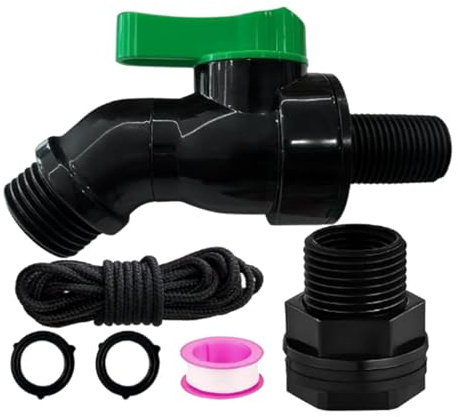 F Fityle Set Rubinetto per barile di Pioggia, valvola per barile di Pioggia da 3/4 di Pollice, connettore Robusto, Kit deviatore da Giardino, Contenitore per, 2.06 Centimetri