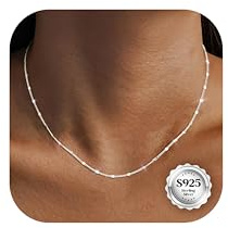 CASSIECA Cadena de Plata Mujer 925 Ley Cadenas de Collar Plata Mujer Gargantilla Discos Collar Cadena 1,2mm sin Colgante Fina Robusto Joyería Regalos 56cm
