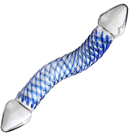 CYGzeon Godemiché Double En Verre Long Avec Spirale, 4 Tailles, Gode Anal Réaliste, Perles Anales, Pénis, Masturbation, Plug Anal, Jouet Sexuel For Homme Et Femme