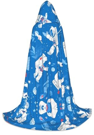 QAZWZML Grande cape à capuche imprimée d'astronaute flottant, costume de cosplay, parfait pour les déguisements et les fêtes de fin d'année