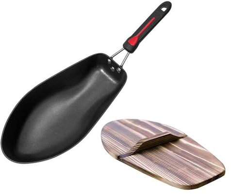 Nucelit 3D non-stick fiskpanna med trähandtag, jämn uppvärmningsdesign för hemmakök och fiskälskare multifunktionell grillpanna