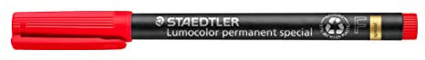 STAEDTLER STAEDTLER 319 F-2 Folienstift Lumocolor special F-Spitze, circa 0.6 mm, permanent, rot, 10 Stück im Kartonetui, 319 F-2 VE