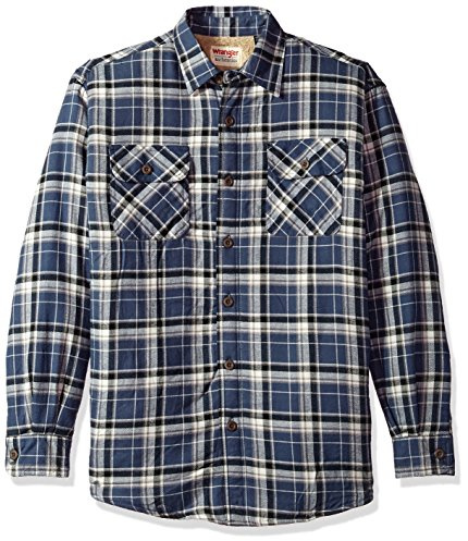 Wrangler Authentics Skjortjacka herr, långärmad, sherpafodrad flanellskjorta, Humör Indigo, XL