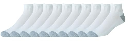 Amazon Essentials Men's 10-Pack Cotton Half Cushioned Ankle Socks, White, Shoe Size: 12-14