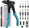 AUTOUTLET Set Rivettatrice 3 in 1 da 10 Pollici Rivetto a Pistola Alesatore con Dado M3-M6 Rivettatura 2.4-4.8 Spille Quadrate e Curve