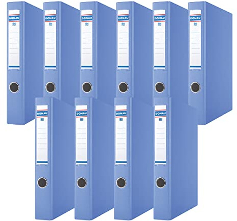DONAU 3934001PL-10 - Raccoglitore ad anelli/blu, meccanismo a 4 anelli da 30 mm, formato DIN A4, in cartone spesso 1,9 mm, con PP 100µ, confezione da 10 pezzi