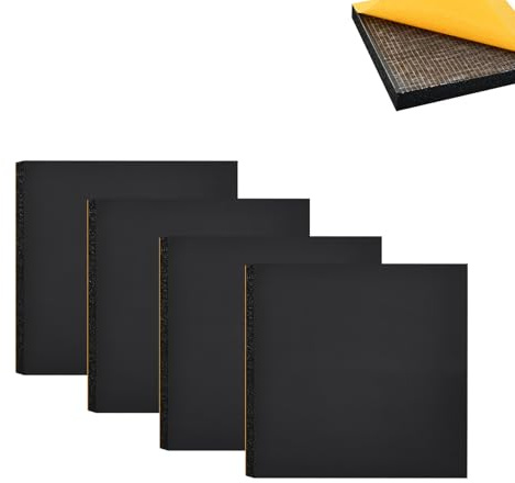 Zayejod Feuille de Mousse NBR Adhésive Plaque Caoutchouc Joint Isolant Protection Meuble Voiture Anti Vibration Antidérapant Insonorisant -4pcs,Épaisseur 1cm,15x15cm