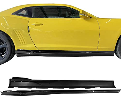 IKON MOTORSPORTS, Side Skirts Compatible with 2010-2015 Chevrolet Camaro, IKON V2 Style Gloss Black PP Side Skirt Rocker Panel Extension Moulding Splitter, 2011 2012 2013 2014