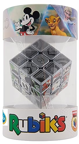 ThinkFun 76545 Cube Disney Rubik's 100 avec motif cube exclusif en platine pour anniversaire Disney, un objet de collection et un jeu de réflexion pour adultes et enfants à partir de 8 ans
