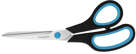 Uaugulft Schere, Edelstahl-Papier-Mehrzweckschere mit weichem Griff, Blau / Schwarz, 17,8 cm