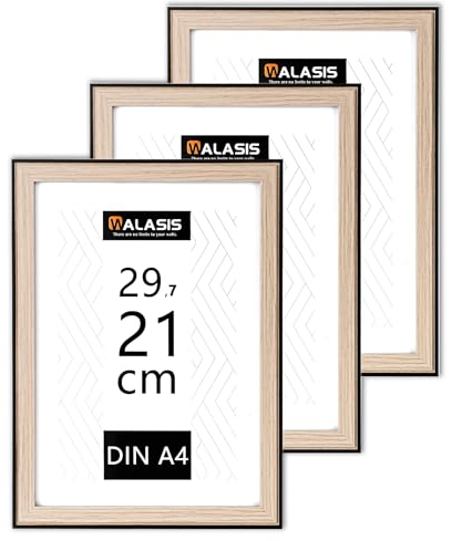 Walasis Bilderrahmen A4 Holz Rahmen: 3er Set Holzrahmen Din A4 21x29,7cm MDF Fotorahmen