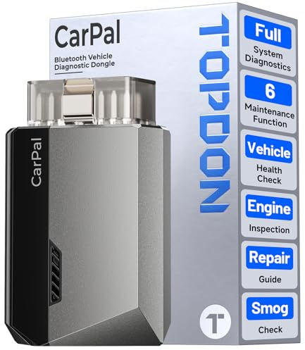 TOPDON CarPal, OBD2 Scanner, All System Diagnosis, Wireless Bluetooth Diagnostic Tool, Vehicle Health Check, Smog Check, Repair Guide, Engine Inspection, Vehicle Performance Test