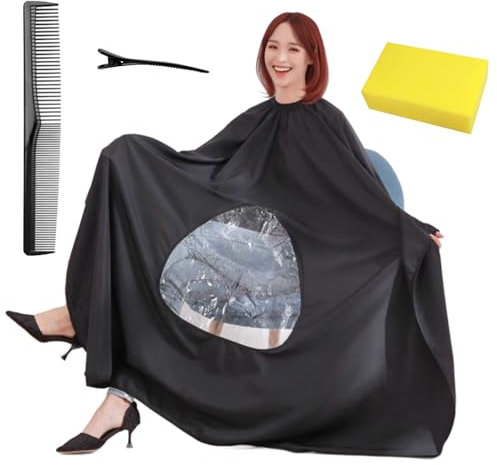 LIANRISES Mantella Parrucchiere Impermeabile, Trasparente Mantella Per Taglio Capelli Barbiere Per Tagliare I Capelli, Tintare I Capelli, E 1 Spugna Da Taglio Di Capelli, 1 Pettine, 1 Clip Per Capelli