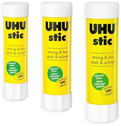 UHU Stic Colla Stick – Senza Solventi – Applicazione Chiara – 8 g/21 g/40 g – 1 di qualsiasi dimensione – Confezione da 3