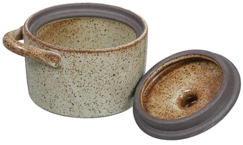 TOPBATHY Olla De Cerámica Rústica Con Tapa Para Estofado y Cocción Al Vapor Estilo Japonés Cazuela Pequeña Vintage Para Uso Doméstico Cocina
