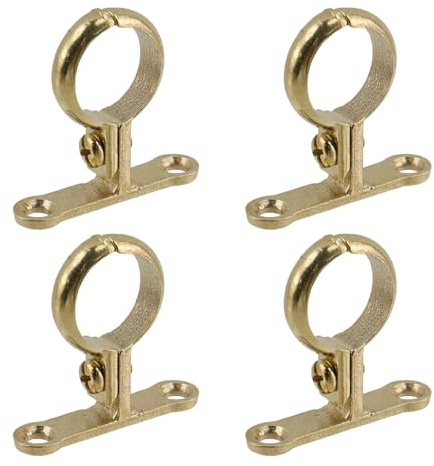 Bitray 4Pcs Pipe Clip Supports Brass Pipe Bracket Clamp Heavy Duty Brass Pipes Clamp for 0.87/22MM Pipe