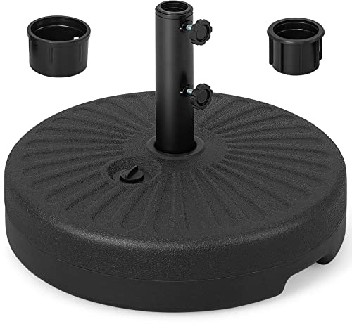 COSTWAY Base de Sombrilla Redonda Inflable, Soporte para Parasol Compatible con Barras de 38 & 48 mm, Capacidad de 22 KG, Base Pesada para Sombrilla de Mercado para Jardín, Patio y Piscina