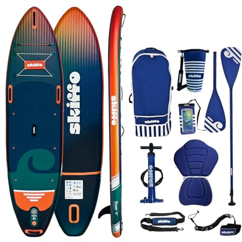 Skiffo Rivage 11' – Sup Inflable 2 en 1 Kayak Completo – 335 x 86 x 15 cm – MAX 160 kg – Estable y versátil – Diseño único