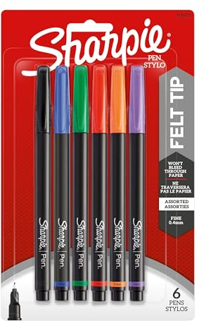 Sharpie 1976527 Pen, Fine Point, Assorted Colors, 6-Count
