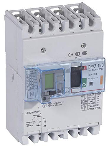 Legrand 420070 Disjoncteur Magnétothermique Différentiel DPX³160, Pouvoir de Coupure 25kA 400V~, 4P, 16A
