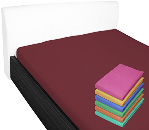Nurtextil24 Bettlaken 100% Baumwolle 28 Farben und 4 Größen ohne Gummizug Bordeaux 100 x 170 cm