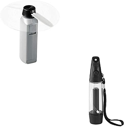 Ventilatore estivo, confezione fresca, 1 x ventilatore a mano airwulf hurricane, con batterie e 1 x refrigeratore a spruzzo Easy Breezy Mister (nero)