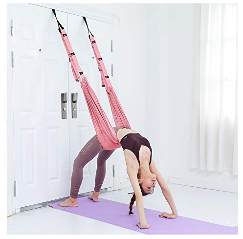 Pink Leg Stretcher & Backbend Assist Trainer - Enhance Body Flexibility with Aerial Yoga Swing & Stretching Strap - Great for Ballet, Cheerleading & Normal Exercise