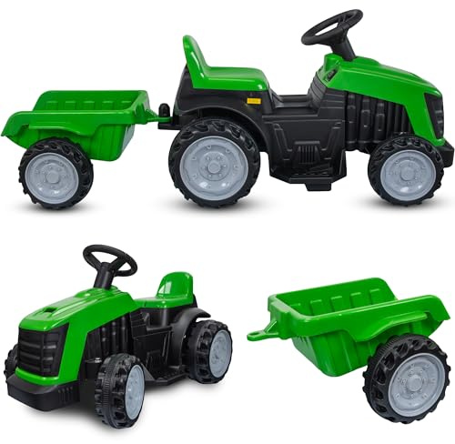 COIL Tractor a Pedales y Eléctrico para Niños a Partir de 3 Años, Vehículo Infantil, Paseo Deslizante (Verde)