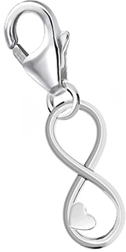 Herz Unendlichkeit Karabiner Charm Anhänger für Bettelarmband aus 925 Sterling Silber