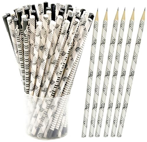 Lopenle 24PCS Music Pencils Musical Notes Pencil Piano Wooden Pencil Stripe HB Lead with Musical Instruments Patterns for School Teachers Artists Supplies…