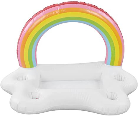 RvSky Haushalts Garten Produkte Aufblasbarer Regenbogen-Getränke Halter Schwimmender Getränkes alat Obst-Servier bar Pool-Schwimm Werkzeug