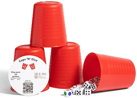 Cups 'N' Dice - Liar's Dice, Farkle, Yatzy, Bunco, Shut The Box, and Much More All-in-One