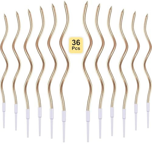 XUSSMM 36 Stück Champagner-Gold Spiral Kuchen Kerzen - Geburtstagskerzen für Kinder & Torte, Hochzeit & Party Dekoration