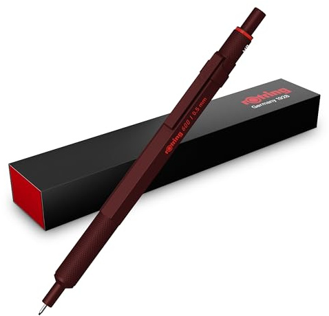 rOtring 600 Druckbleistift | HB-Mine0,5 mm | Drehminenstift mit Vollmetallgehäuse | Schokoladenbraun | Rutschfestegerändelte Griffzone und Sechskantschaft
