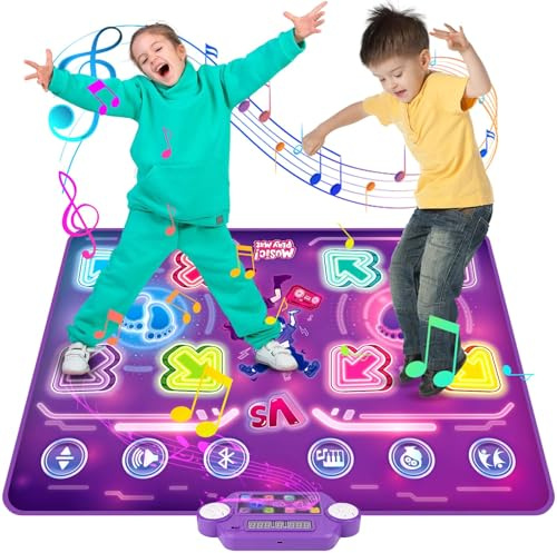 Euakee Tappetino da Ballo per Bambini, Tappeto Musicale Bambina 3 modalità, 8 Pulsanti Tappetini da Ballo Bambina con Bluetooth, Regali Compleanno Natale per Ragazzi Ragazze 3 4 5 6 7 8 9 10