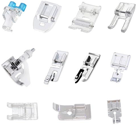 11 Pièces Pieds Presseurs pour Machine à Coudre Domestique - Set Multifonction avec Pied à Ourlet, Fermeture Éclair et Boutonnière - Accessoires Couture Polyvalents pour Divers Projets Textiles