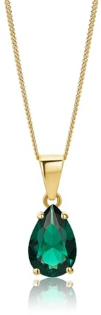 Miore Collana Donna Smeraldo Oro Giallo 9 Kt / 375 con Catena, Catenina Cm 45